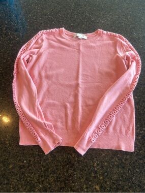 LOFT Pink Textured Crewneck Sweater